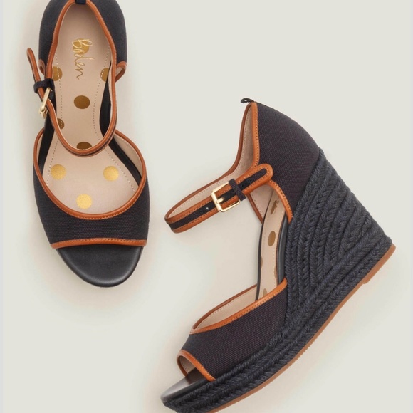 New Boden Philippa Espadrille Wedges Navy Sandals